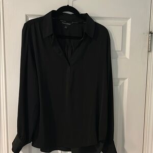 Banana Republic Black Notched Collar Relaxed Blouse